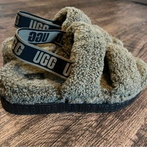 Olive green Ugg slip on sandals